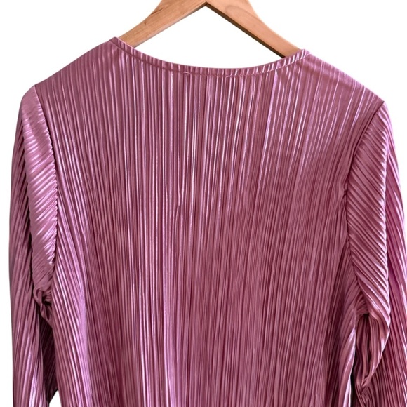 Inner Beauty Women’s 3X Pink Pleated Blouse Long Sleeve Stretch Top Work Wear - Picture 8 of 12
